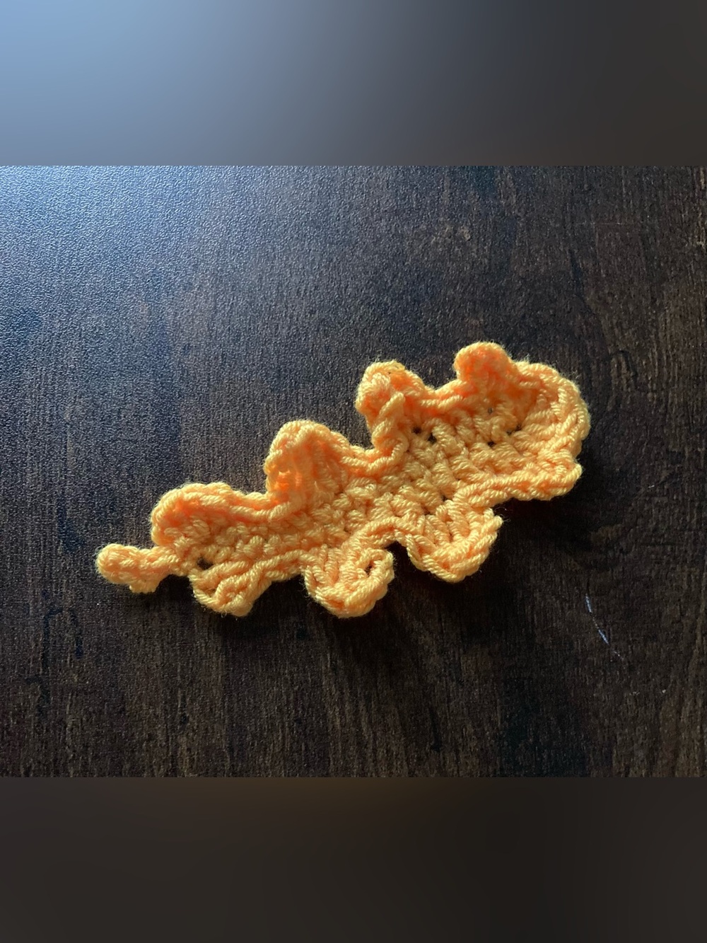 Handmade Crochet Oak Lead Accent - Yellow Fiber Art Embellishment